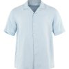 Herren Knowledge Cotton Apparel | Knowledge Cotton Apparel Wave Ss Linen Box Fit Shirt Blue Fog | M