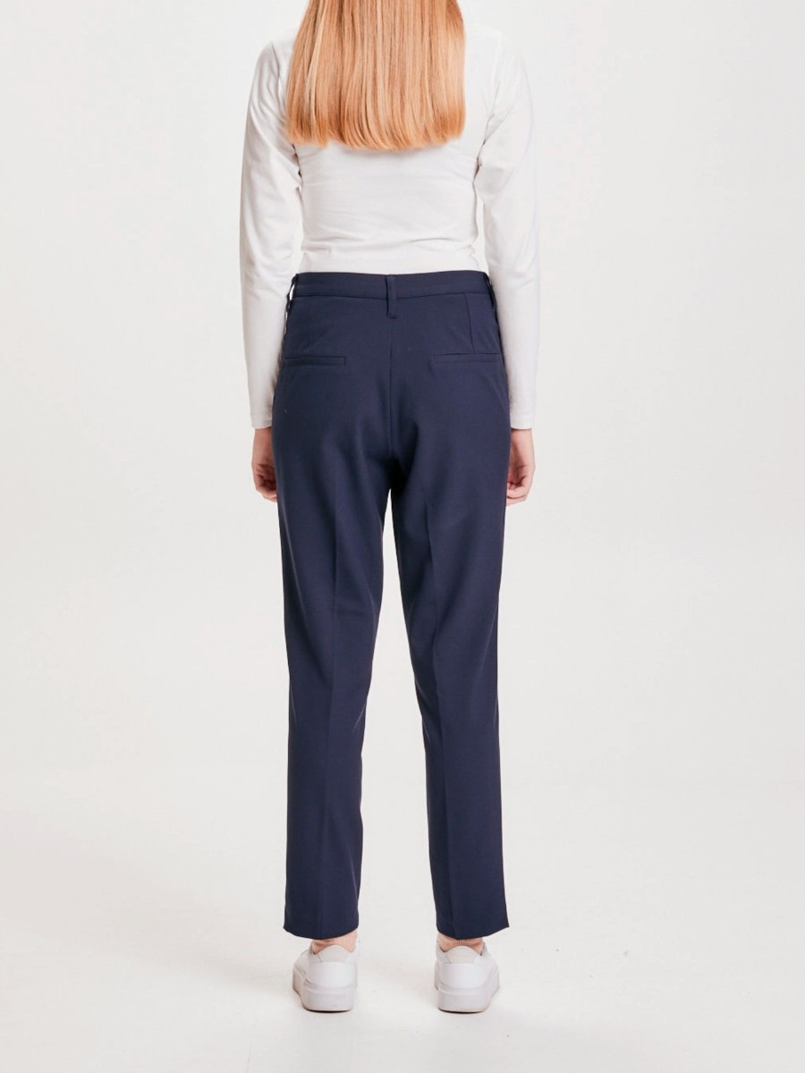 Damen Knowledge Cotton Apparel | Knowledge Cotton Apparel Willow Pinstripe Chino Pants Total Eclipse | 34 (Xs)