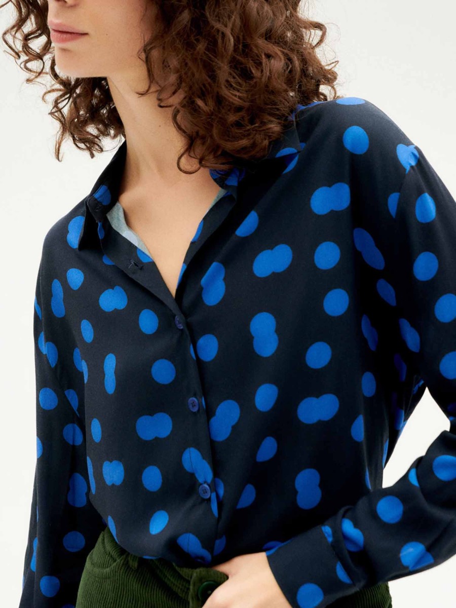 Damen Thinking MU | Thinking Mu Daisy Kati Blouse Dots Blue | Xs