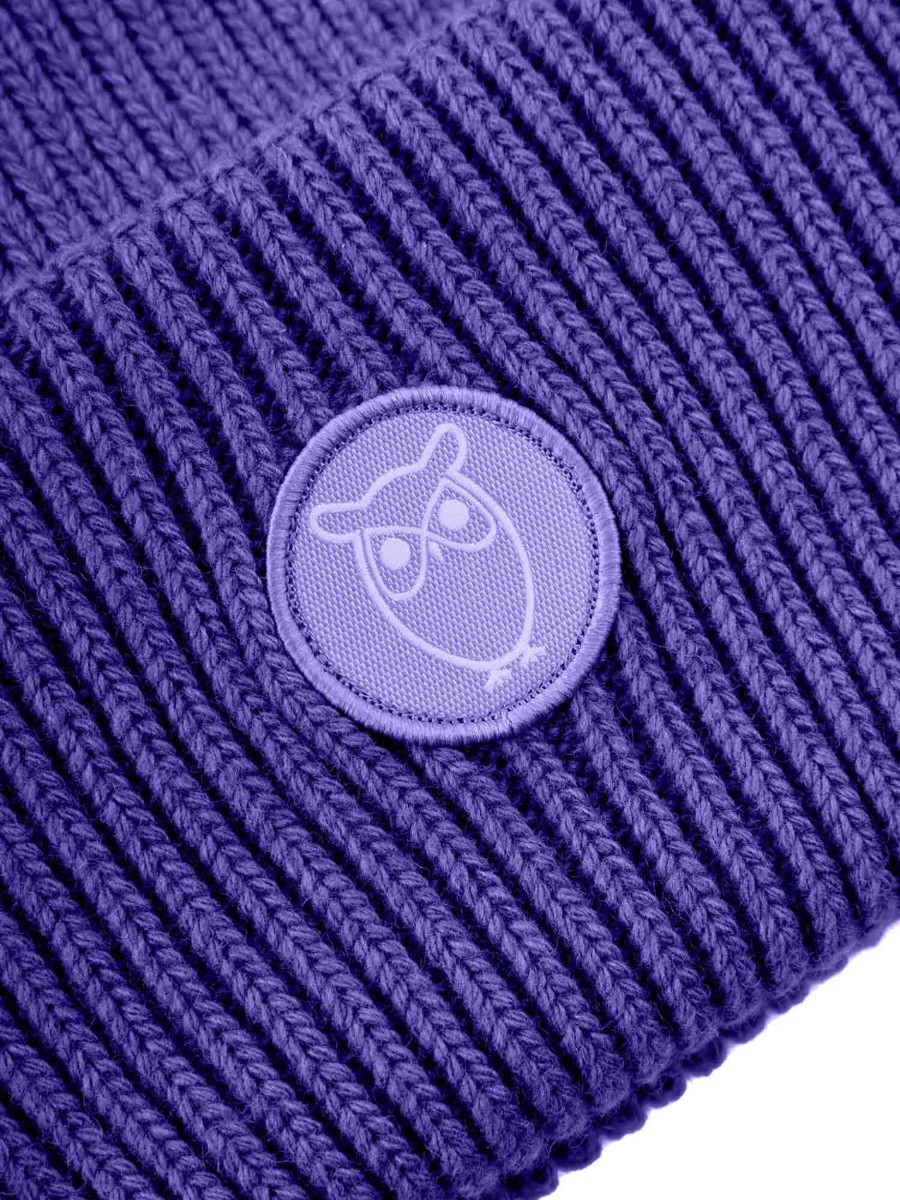 Damen Knowledge Cotton Apparel | Knowledge Cotton Apparel Big Rib Beanie Deep Purple | Onesize