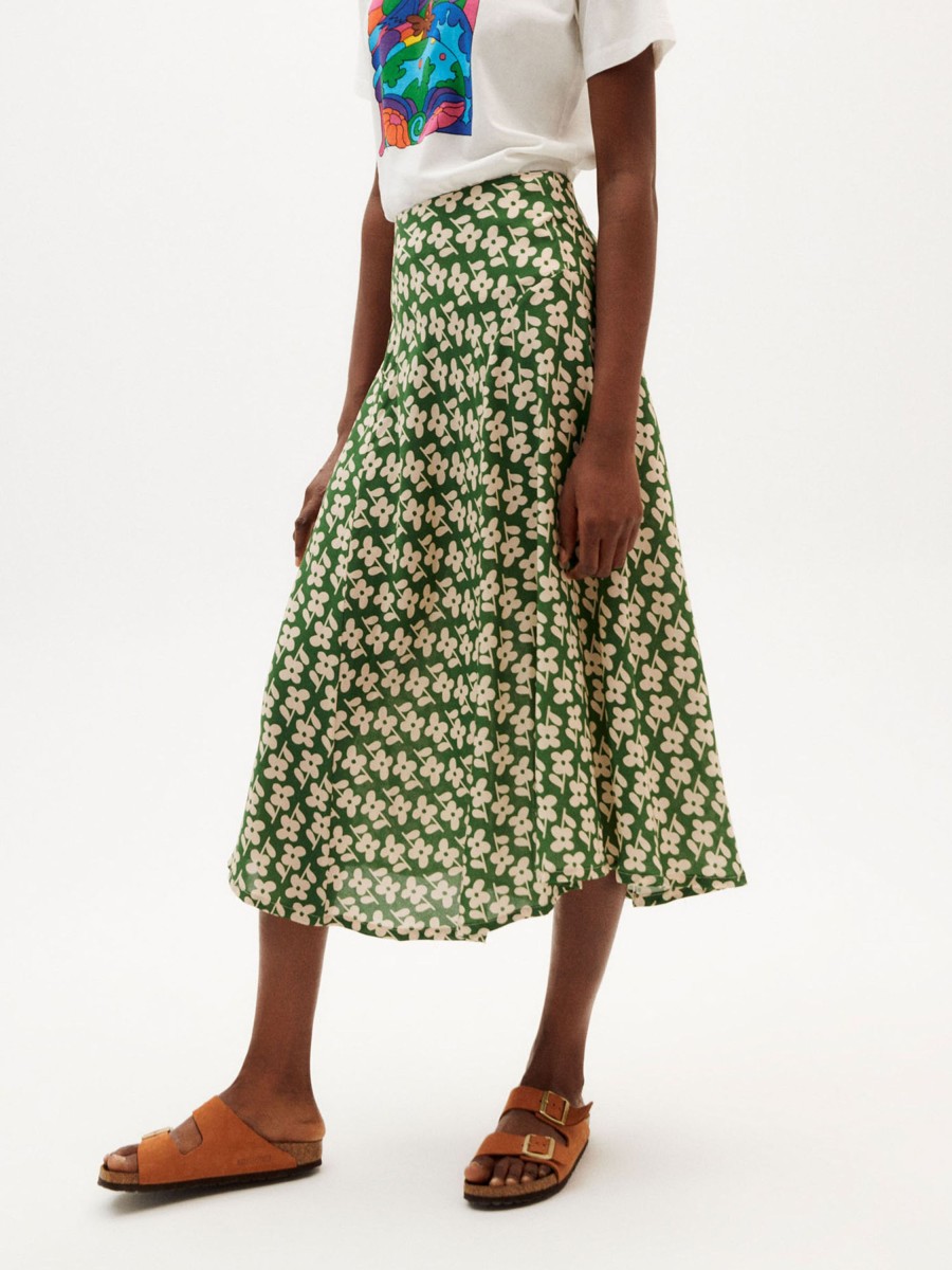 Damen Thinking MU | Thinking Mu Amelie Skirt Green Flower | 40