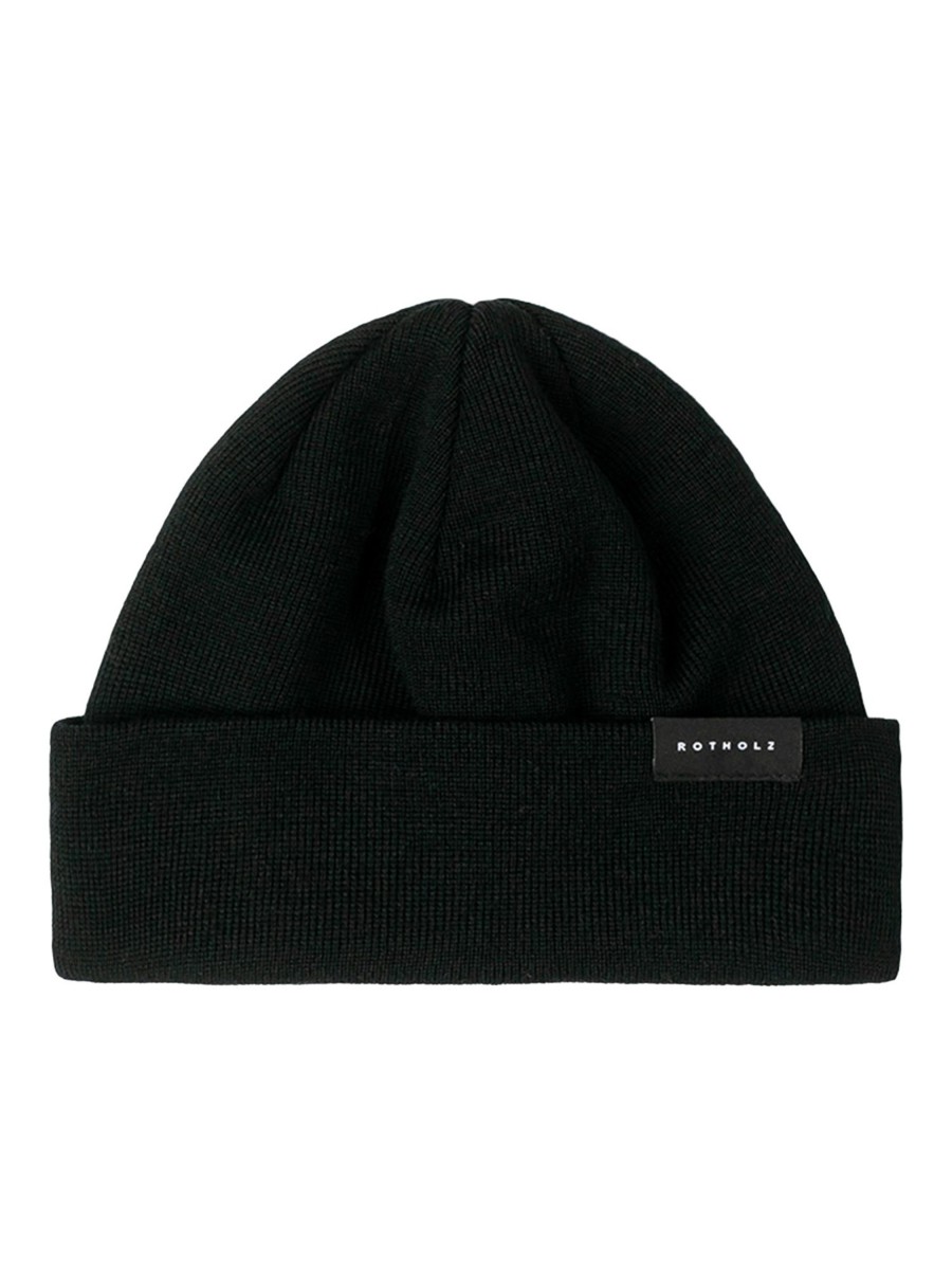 Damen Rotholz | Rotholz Short Fine Merino Beanie Black | Onesize