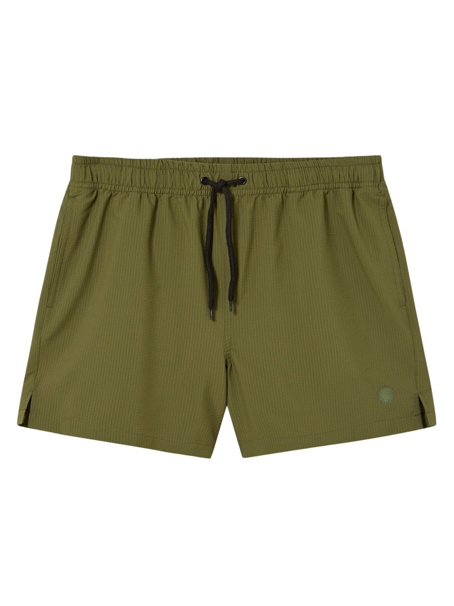 Herren Thinking MU | Thinking Mu Seersucker Limpopo Swimwear Green | L