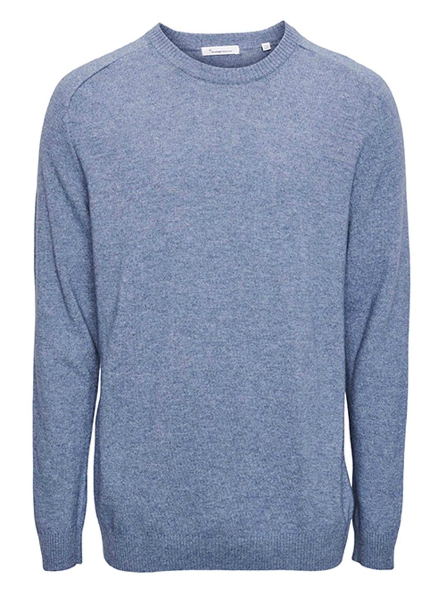 Herren Knowledge Cotton Apparel | Knowledge Cotton Field O-Neck Knit Blue Fog | Xl