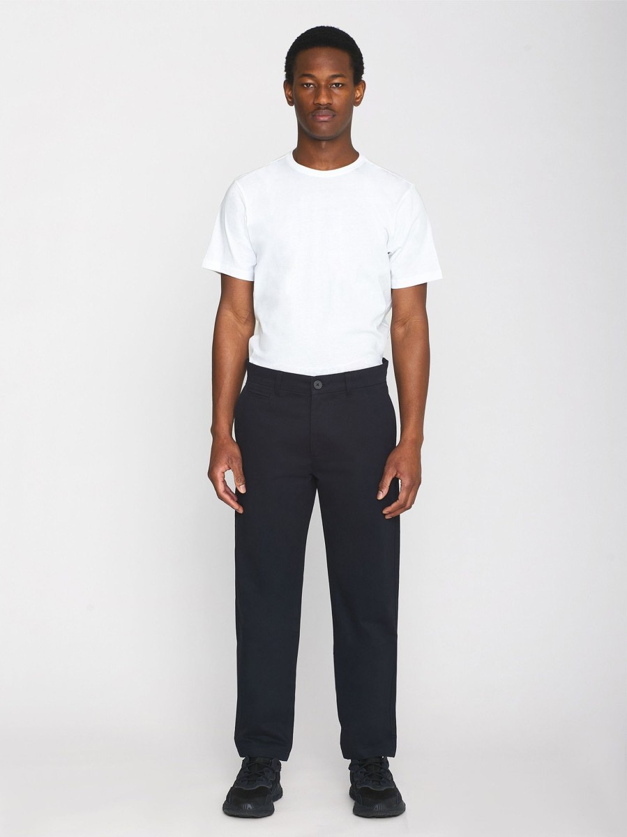 Herren Knowledge Cotton Apparel | Knowledge Cotton Apparel Chuck Regular Chino Twill Pants Black Jet | 31/32