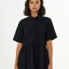 Damen Knowledge Cotton Apparel | Knowledge Cotton Apparel Seersucker Short Shirt Dress Black Jet | Xl