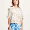 Damen Knowledge Cotton Apparel | Loose Seabreeze Tencelu2122 Print Resort Shirt Light Feather Gray | Xs