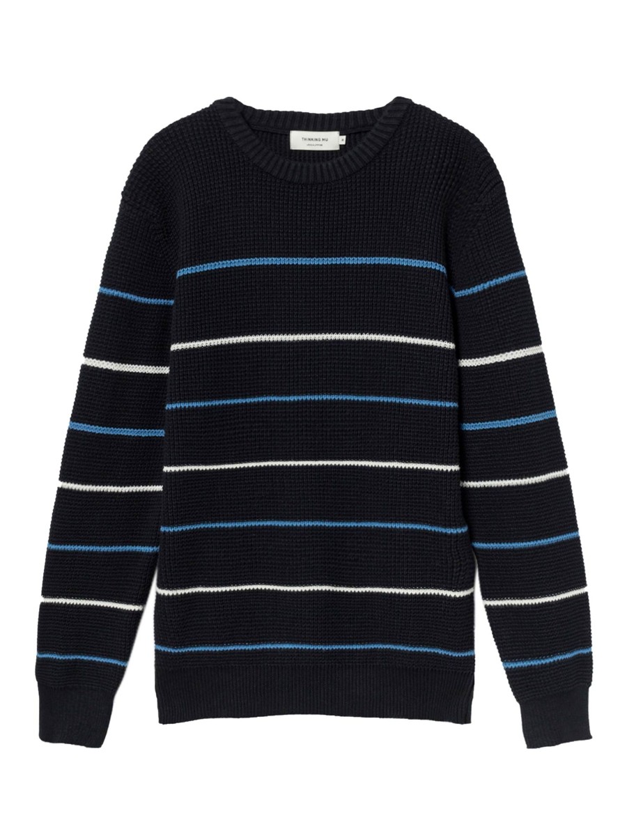 Herren Thinking MU | Thinking Mu Miki Knitted Sweater Navy | M