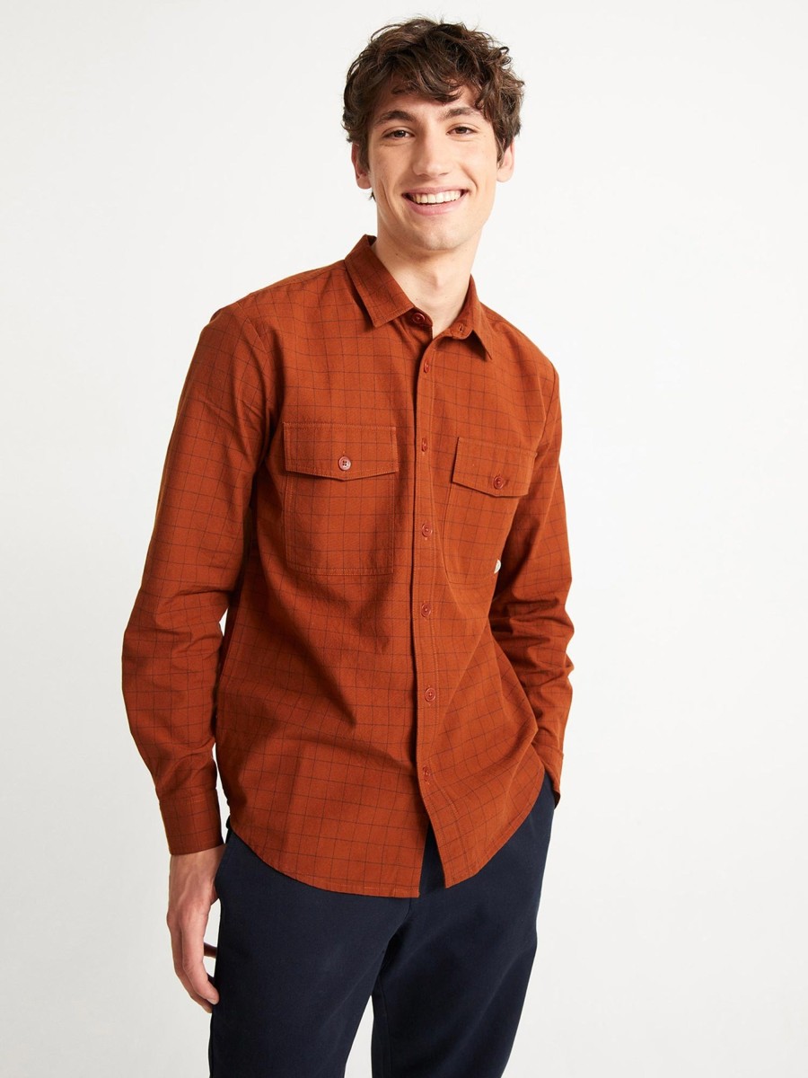 Herren Thinking MU | Thinking Mu Checks Chap Shirt Clay Red | M