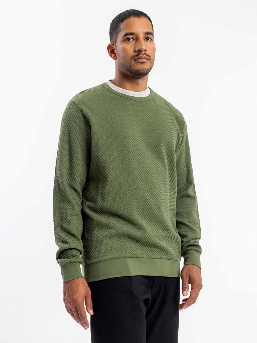 Herren Rotholz | Rotholz Waffle Sweatshirt Forest Green | Xs