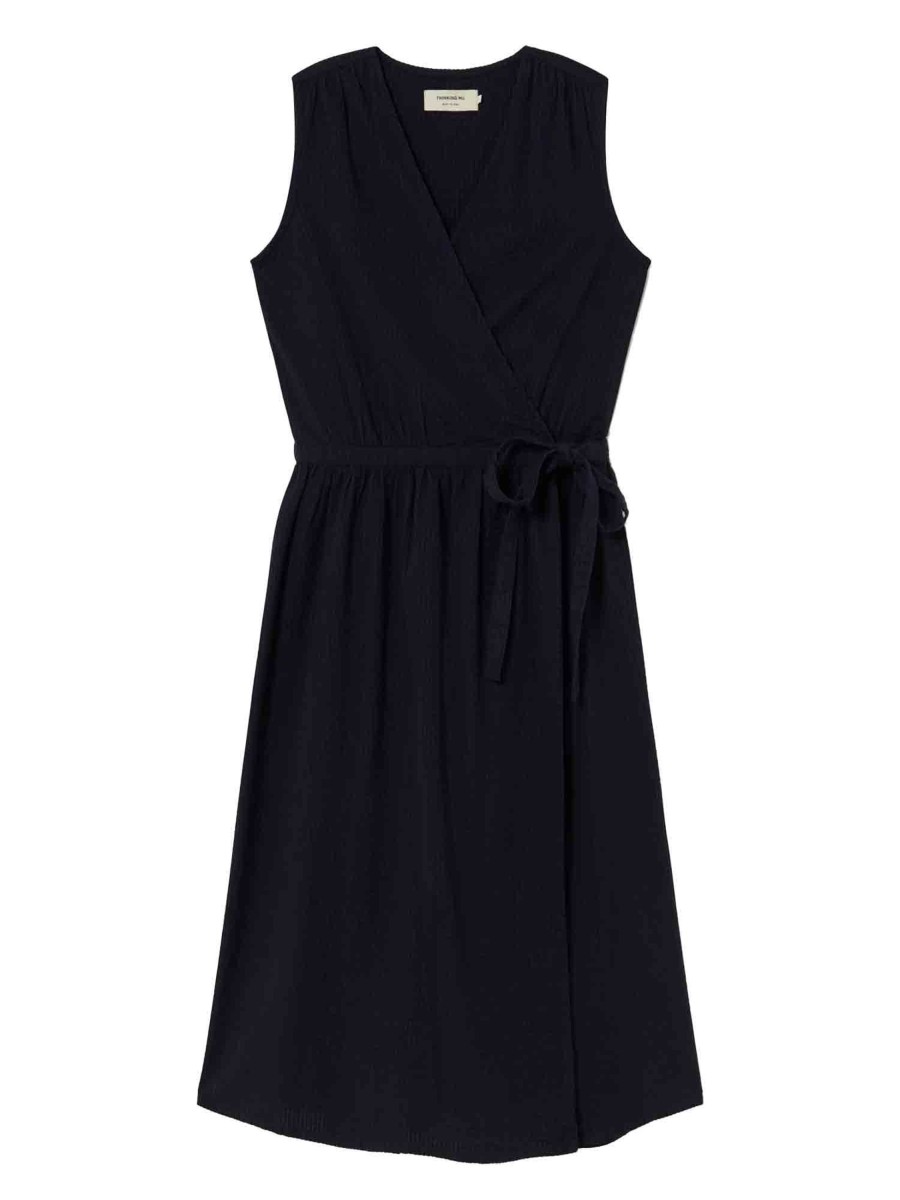 Damen Thinking MU | Thinking Mu Amapola Dress Dark Seersucker | Xs