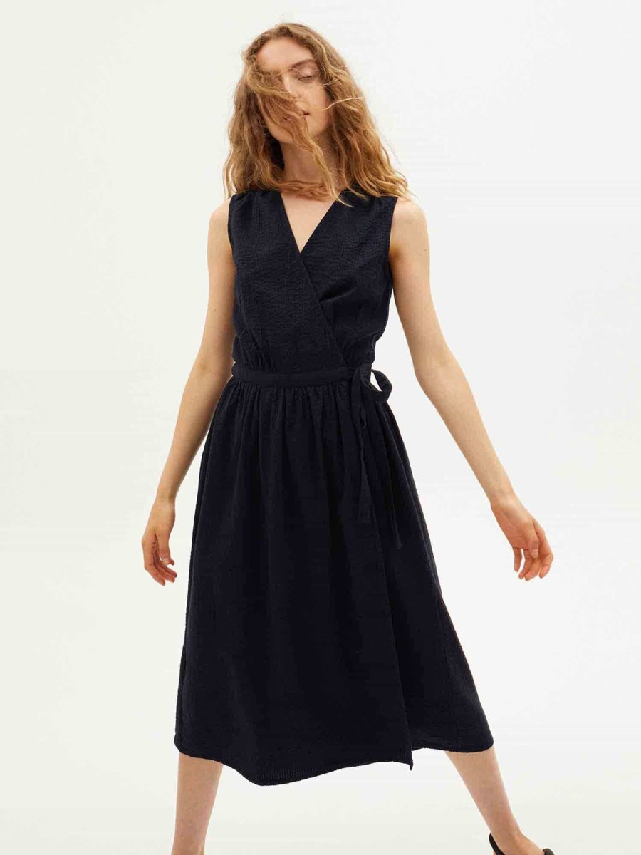 Damen Thinking MU | Thinking Mu Amapola Dress Dark Seersucker | Xs