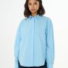 Damen Knowledge Cotton Apparel | Knowledge Cotton Apparel Boxy Poplin Shirt Airy Blue | Xs