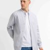 Herren Rotholz | Rotholz Mandarin Seersucker Overshirt Navy/White | S