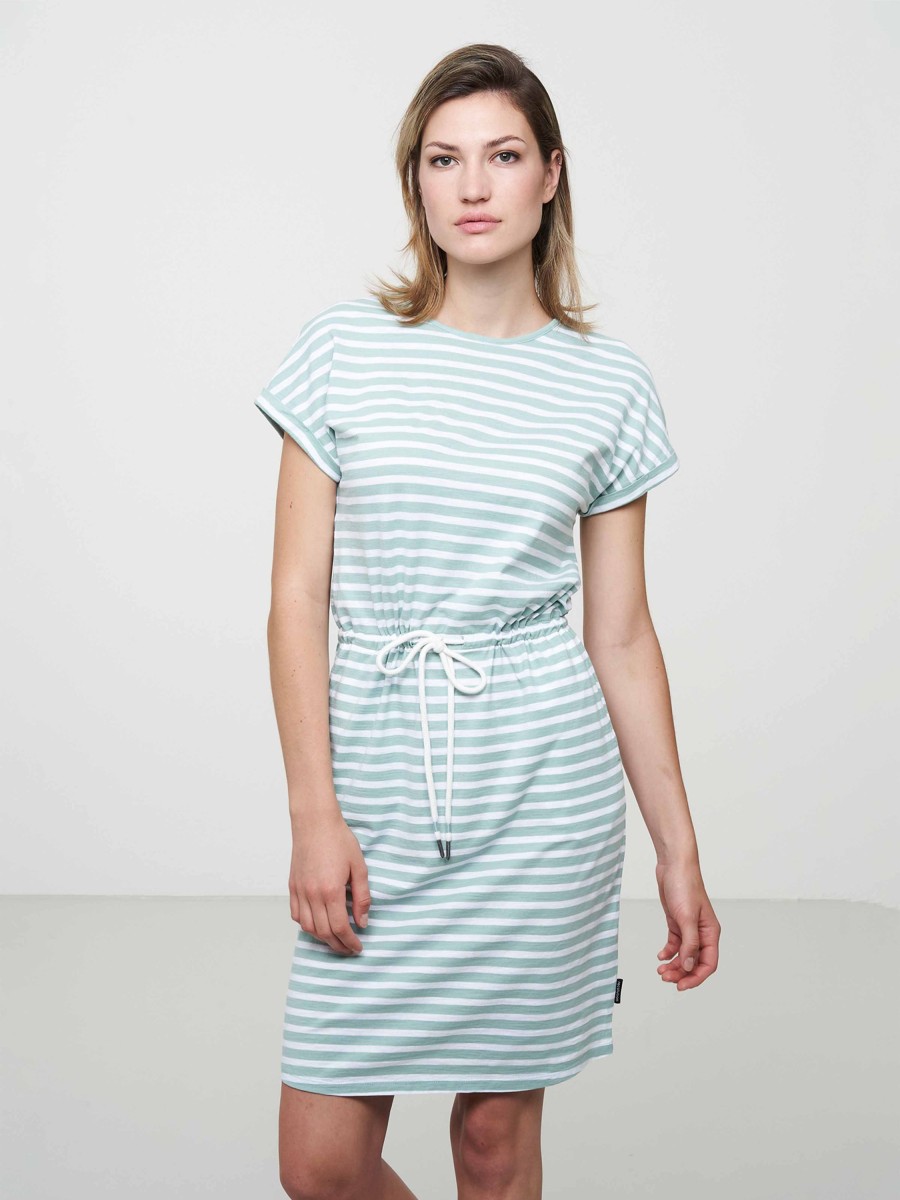 Damen recolution | Recolution Jersey Dress Vanilla Stripes Peppermint Green | L