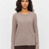 Damen Knowledge Cotton Apparel | Knowledge Cotton Apparel Lambswool Crew Neck Kelp Melange | Xs