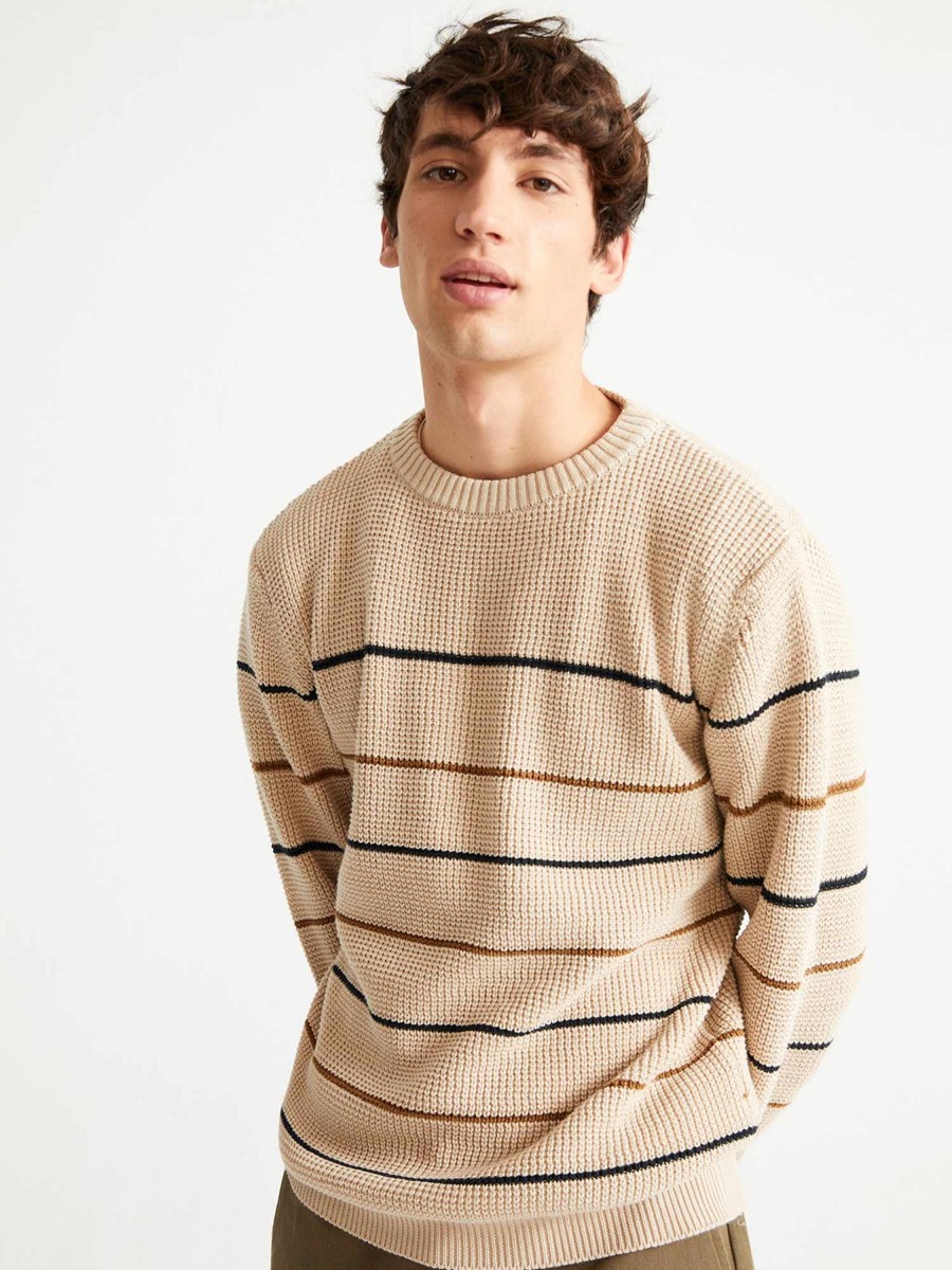 Herren Thinking MU | Thinking Mu Miki Knitted Sweater Bone | S