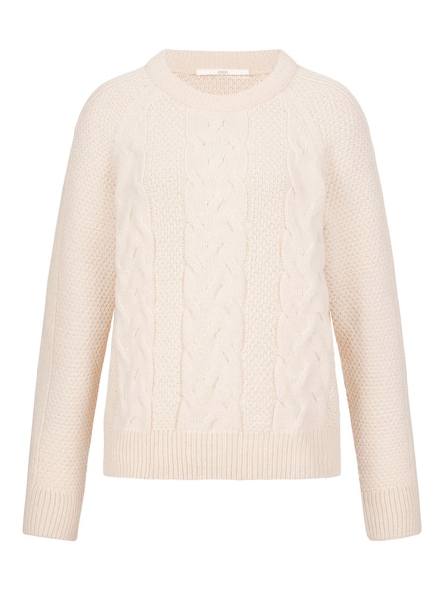 Damen LANIUS | Lanius Pullover Mit Zopfmuster Offwhite | 36