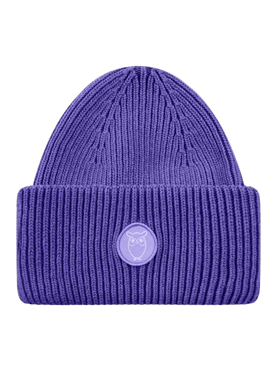 Herren Knowledge Cotton Apparel | Knowledge Cotton Apparel Big Rib Beanie Deep Purple | Onesize