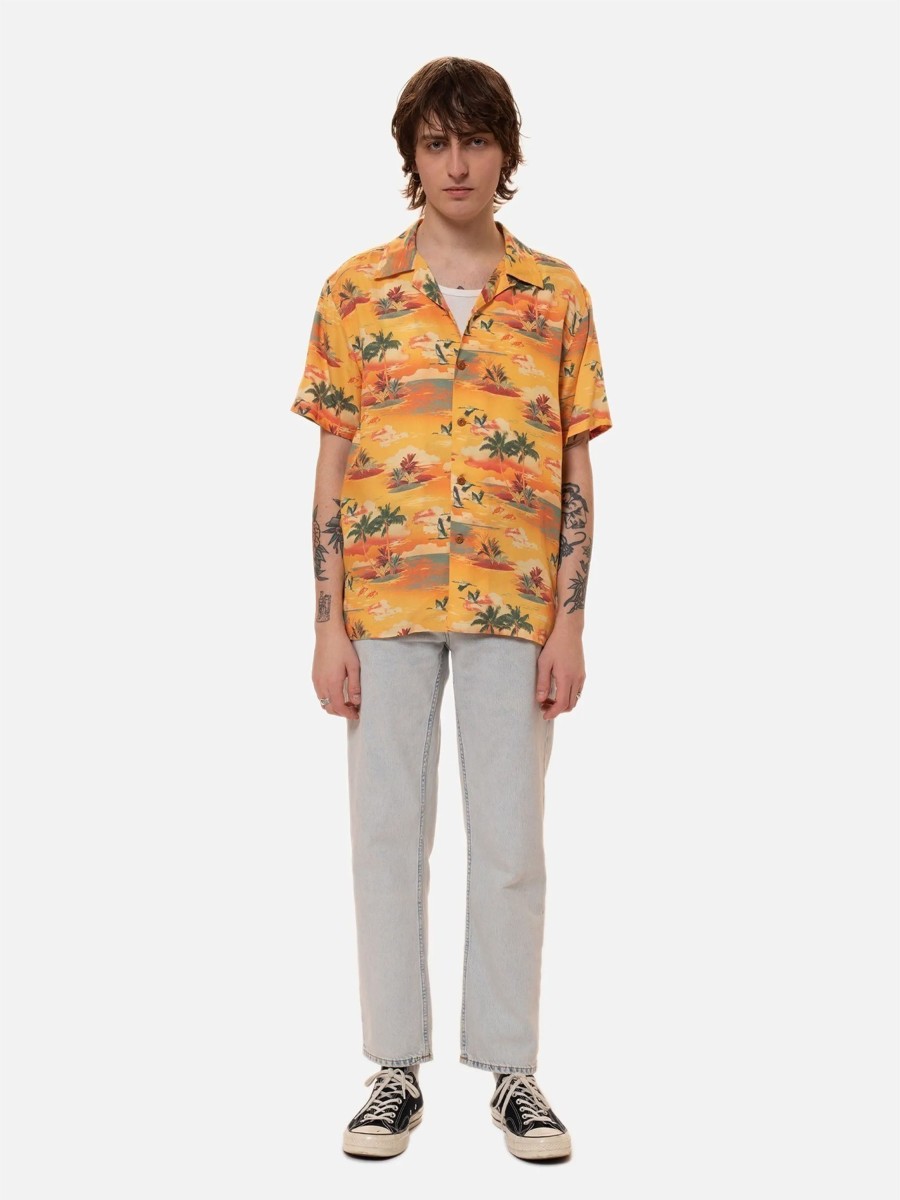 Herren Nudie Jeans | Nudie Jeans Arvid Hawaii Shirt Sunflower | S