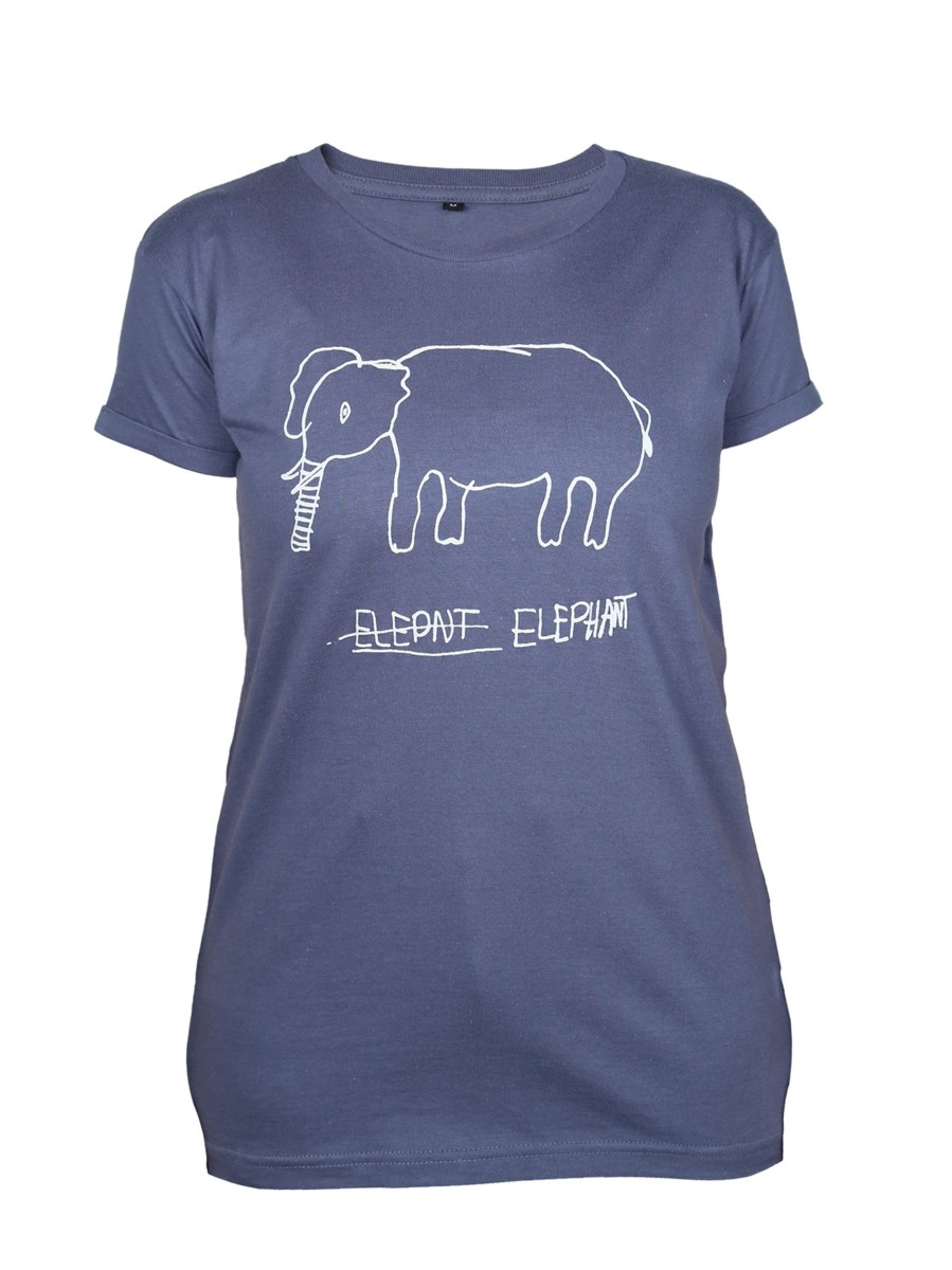 Damen Kipepeo Clothing | Kipepeo Clothing T-Shirt Elephant Charcoal Damen Charcoal Grey | S