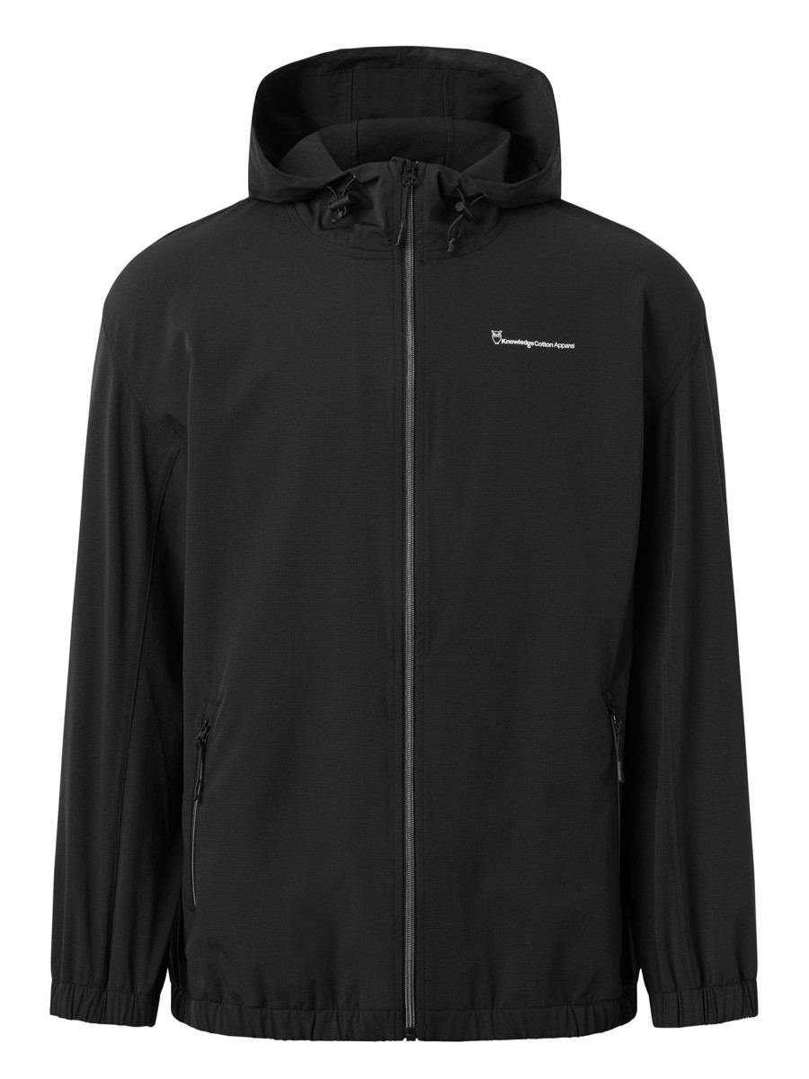 Herren Knowledge Cotton Apparel | Knowledge Cotton Apparel Stretch Trail Zip Jacket Black Jet | S