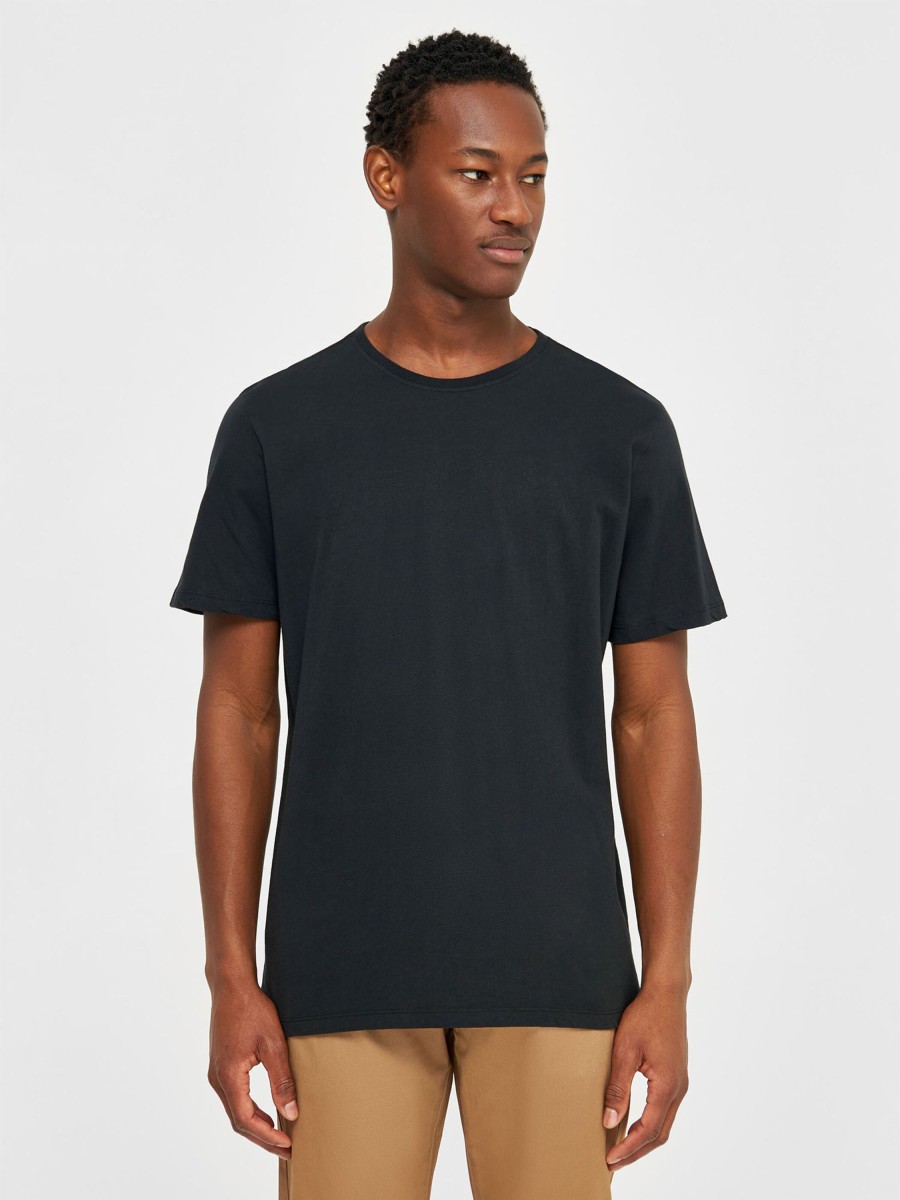 Herren Knowledge Cotton Apparel | Knowledge Cotton Apparel Regular Fit Basic Tee Black Jet | Xxl