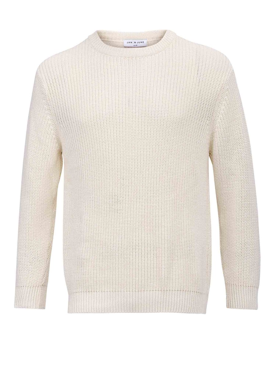 Herren JAN 'N JUNE | Jan 'N June Knit Sweater Cali Rough Offwhite | S